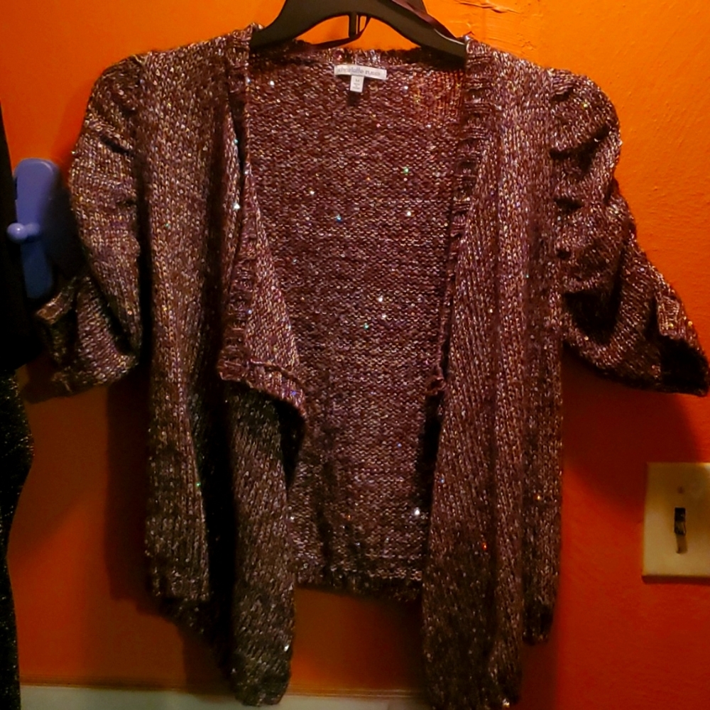 Sparkly sweater with scrunched 1/4 sleeves!